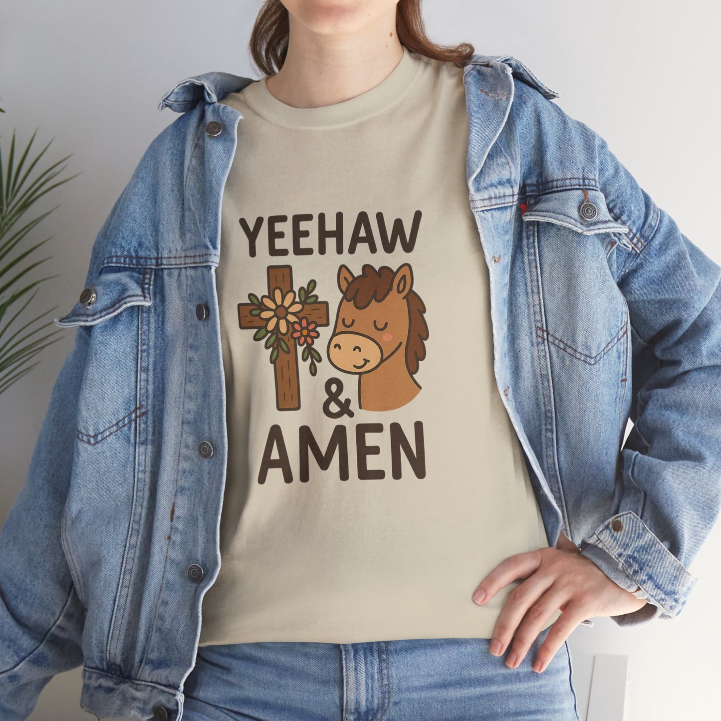 Yeehaw & Amen Floral Cross Horse Tee