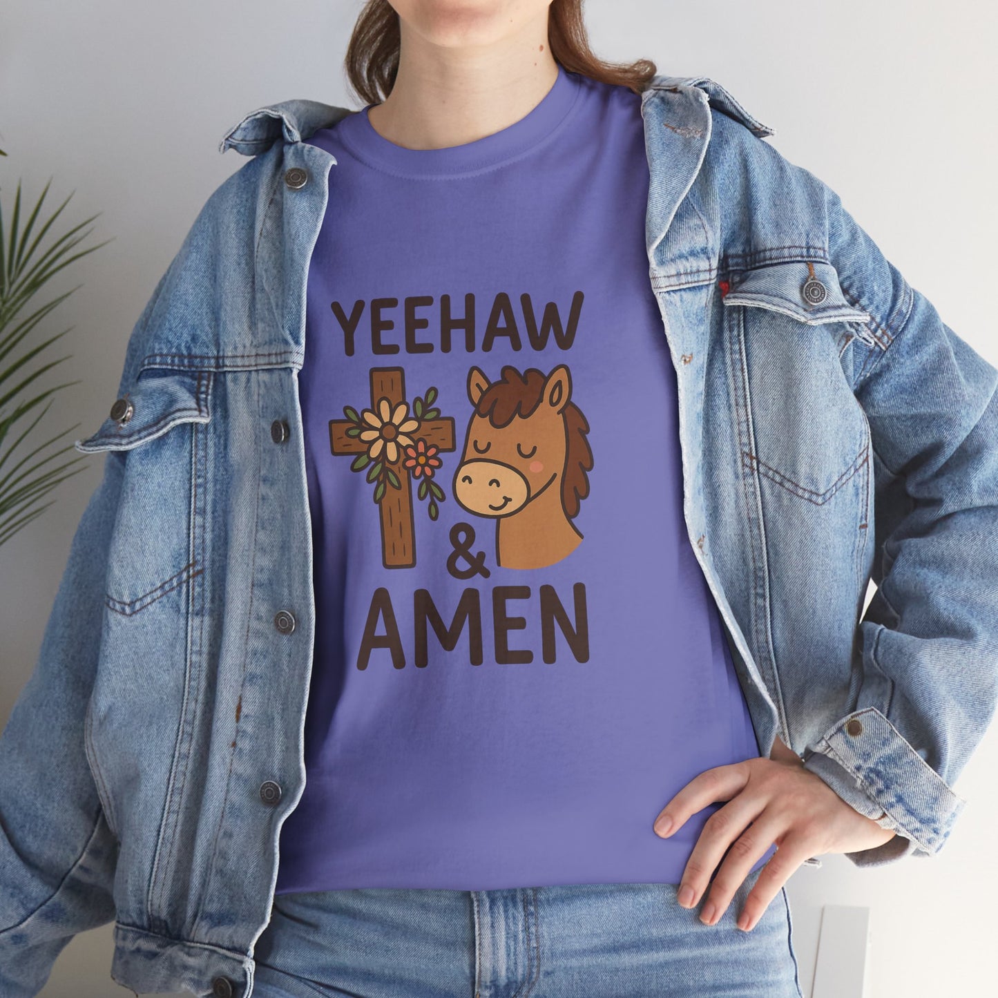 Yeehaw & Amen Floral Cross Horse Tee