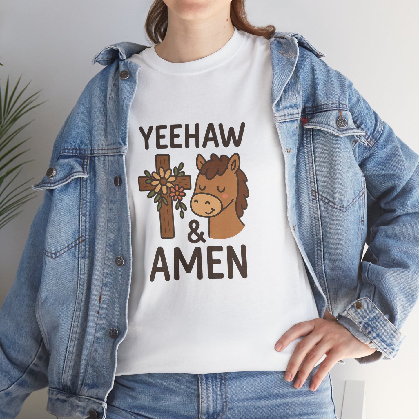 Yeehaw & Amen Floral Cross Horse Tee