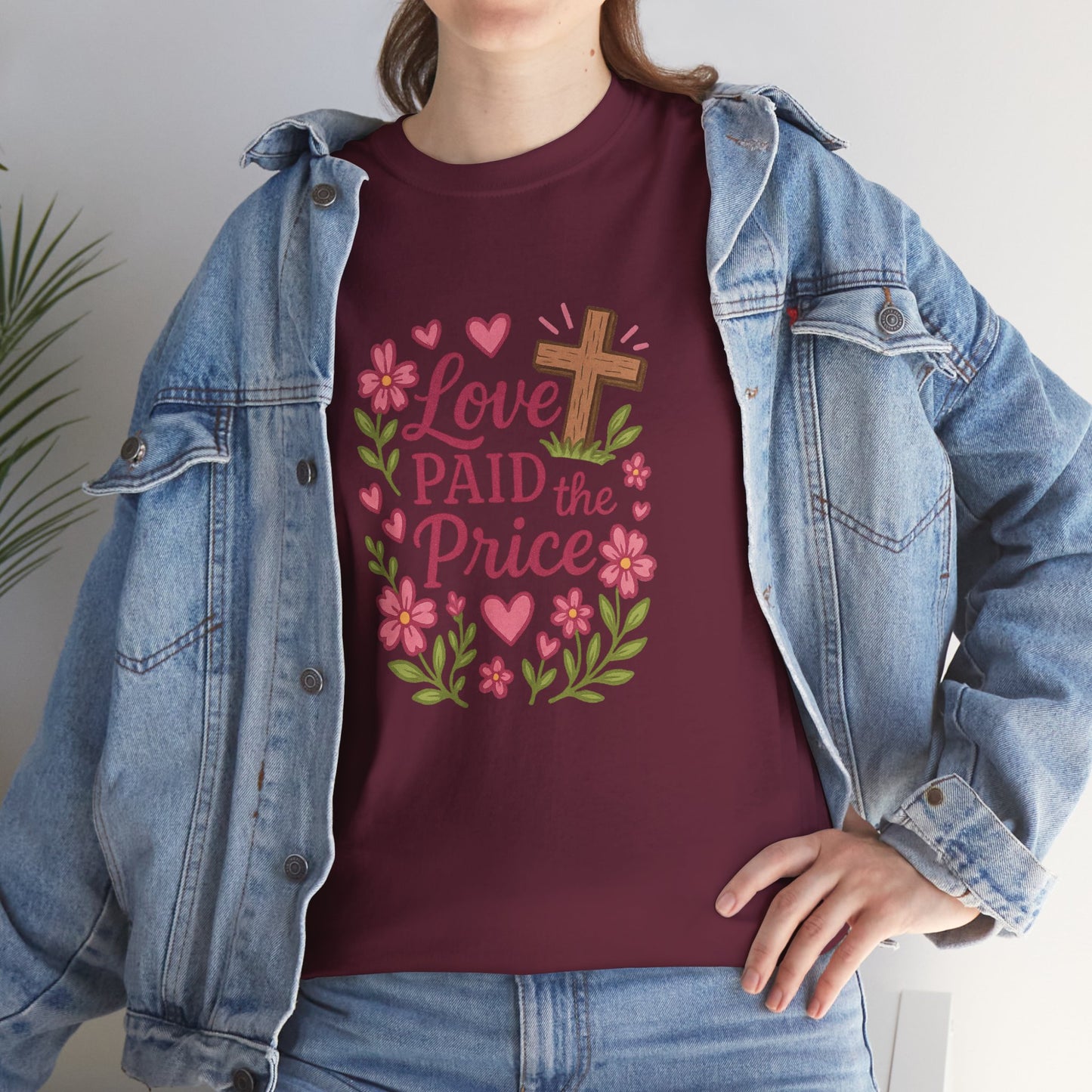 Love Paid the Price Floral Cross Tee