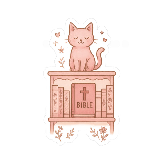 Cute Cat Bible Vinyl Decal