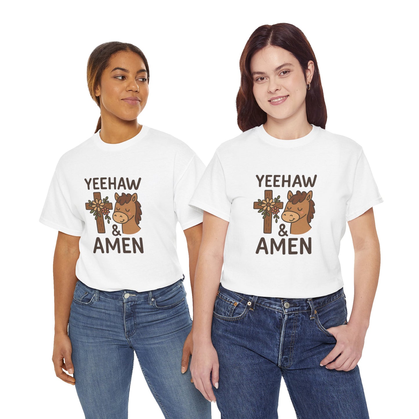 Yeehaw & Amen Floral Cross Horse Tee