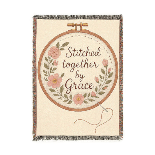 Stitched Together By His Grace Woven Blanket