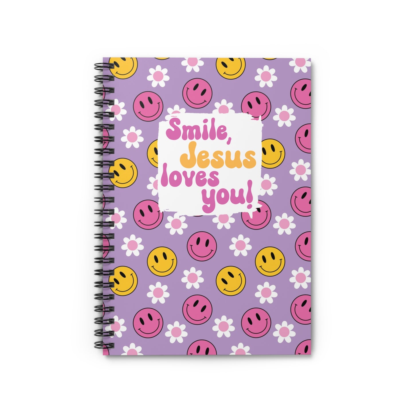 Smile, Jesus loves you! Purple Spiral Notebook - Ruled Line