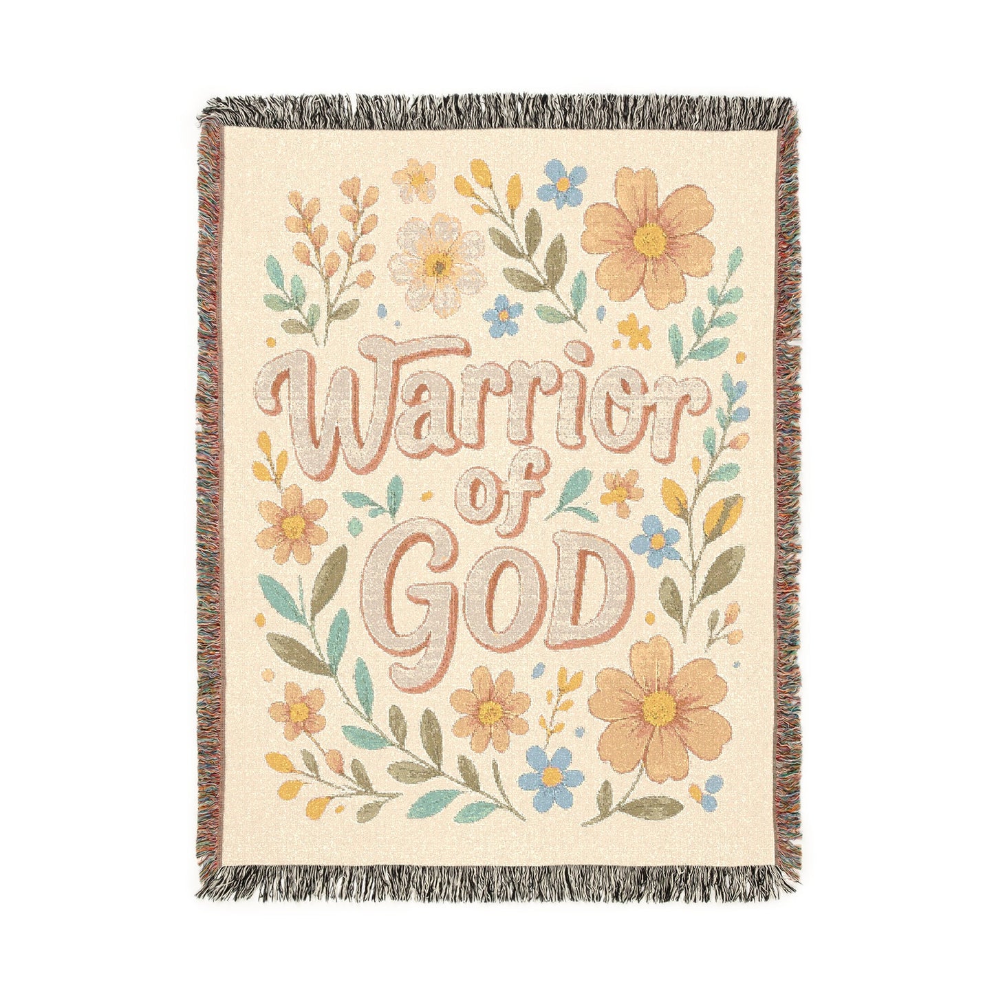 Warrior of God Floral Woven Blanket