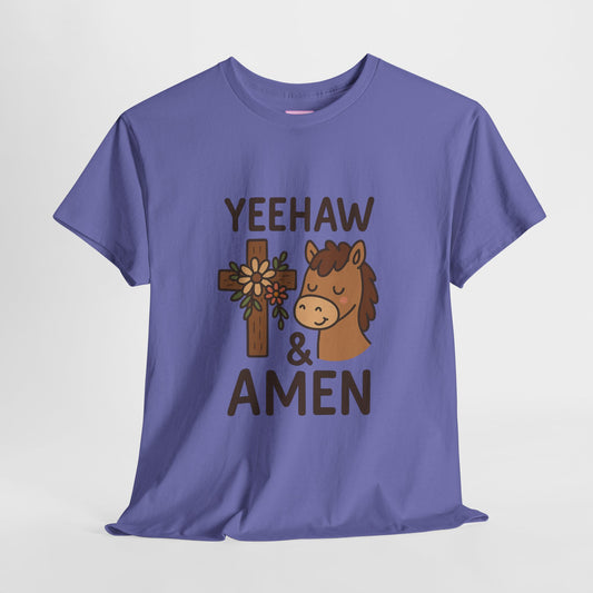 Yeehaw & Amen Floral Cross Horse Tee
