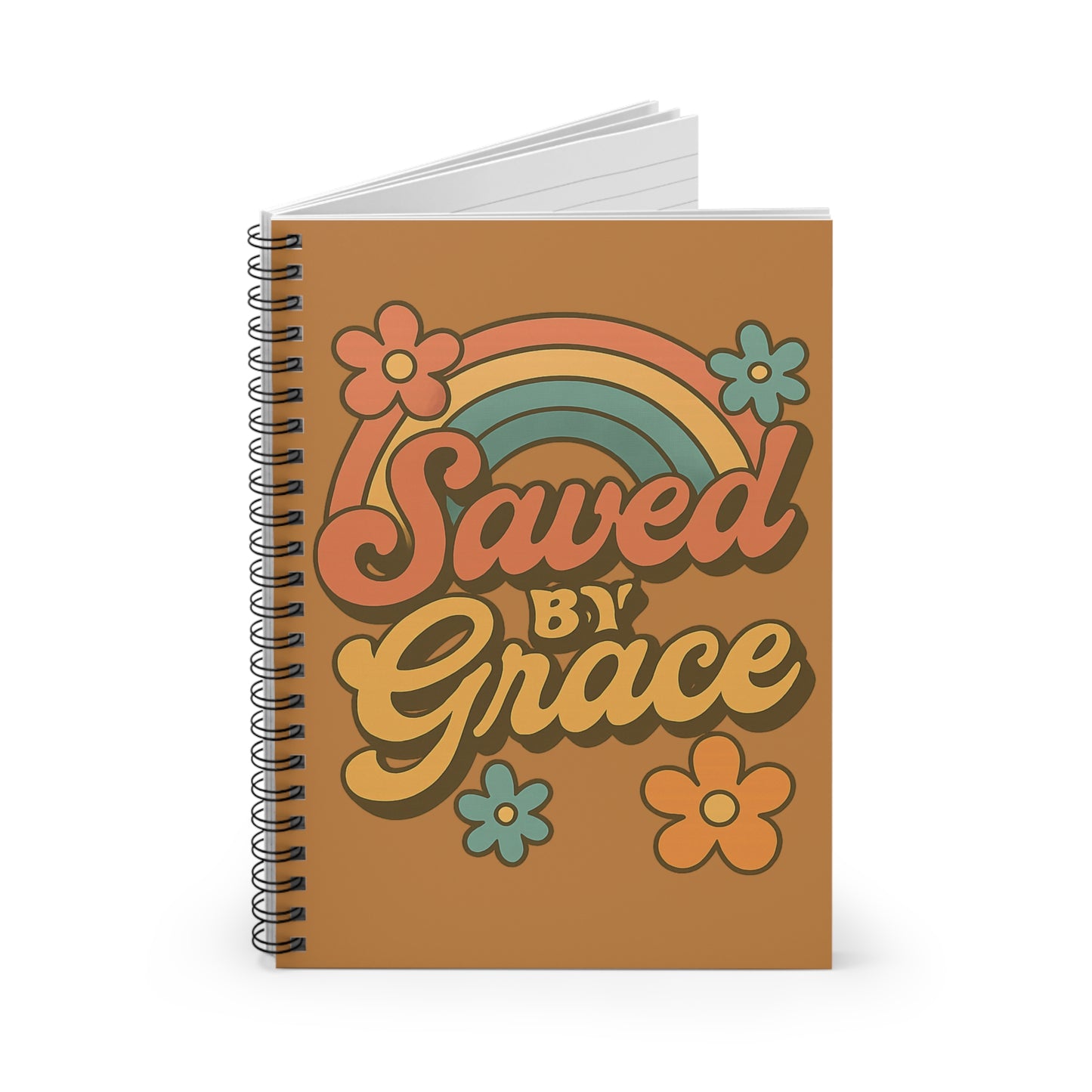Saved by Grace Vintage Rainbow Spiral Notebook