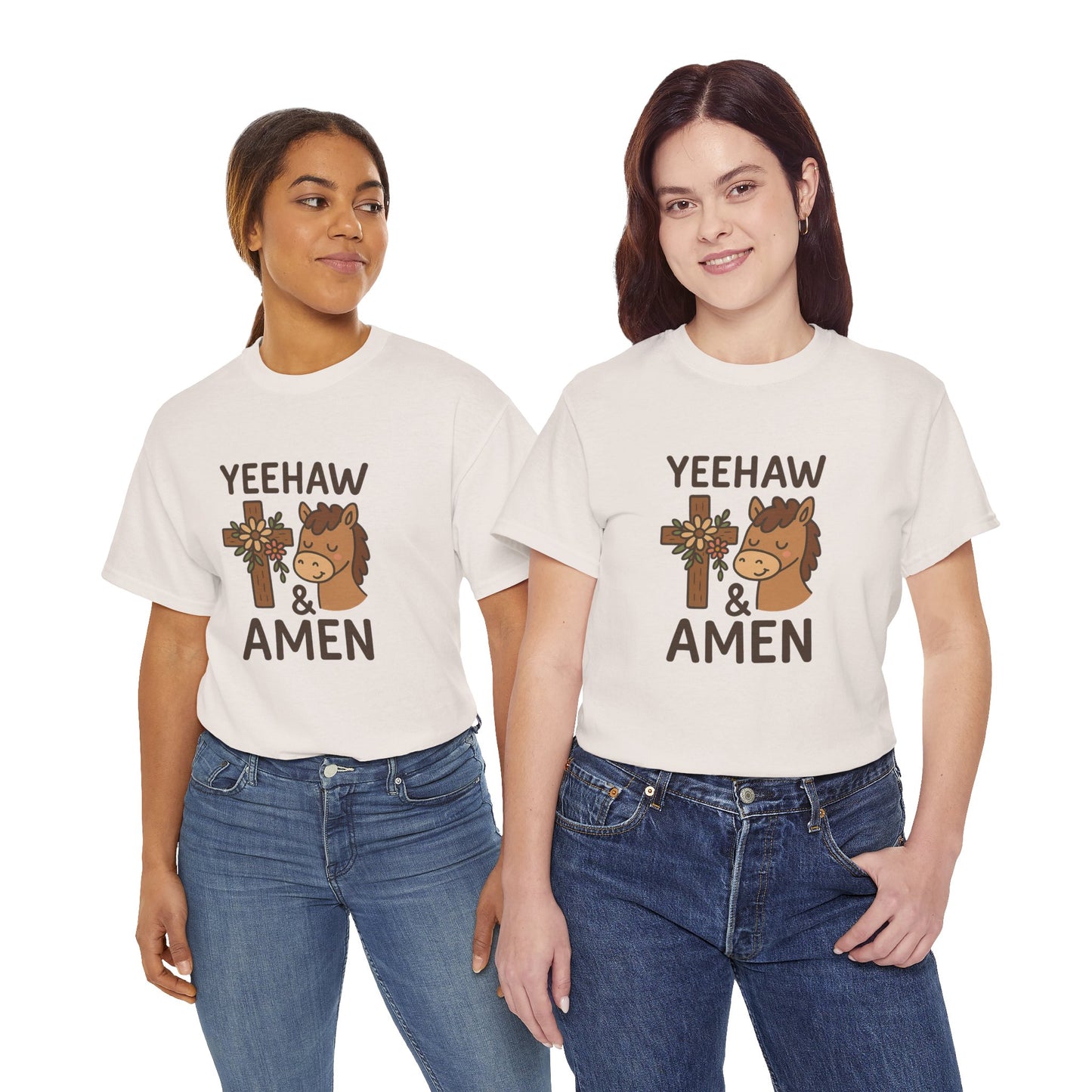 Yeehaw & Amen Floral Cross Horse Tee