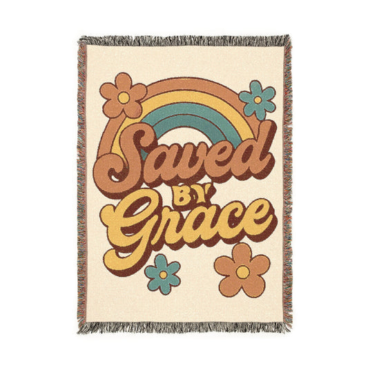 Saved by Grace Vintage Rainbow Woven Blanket