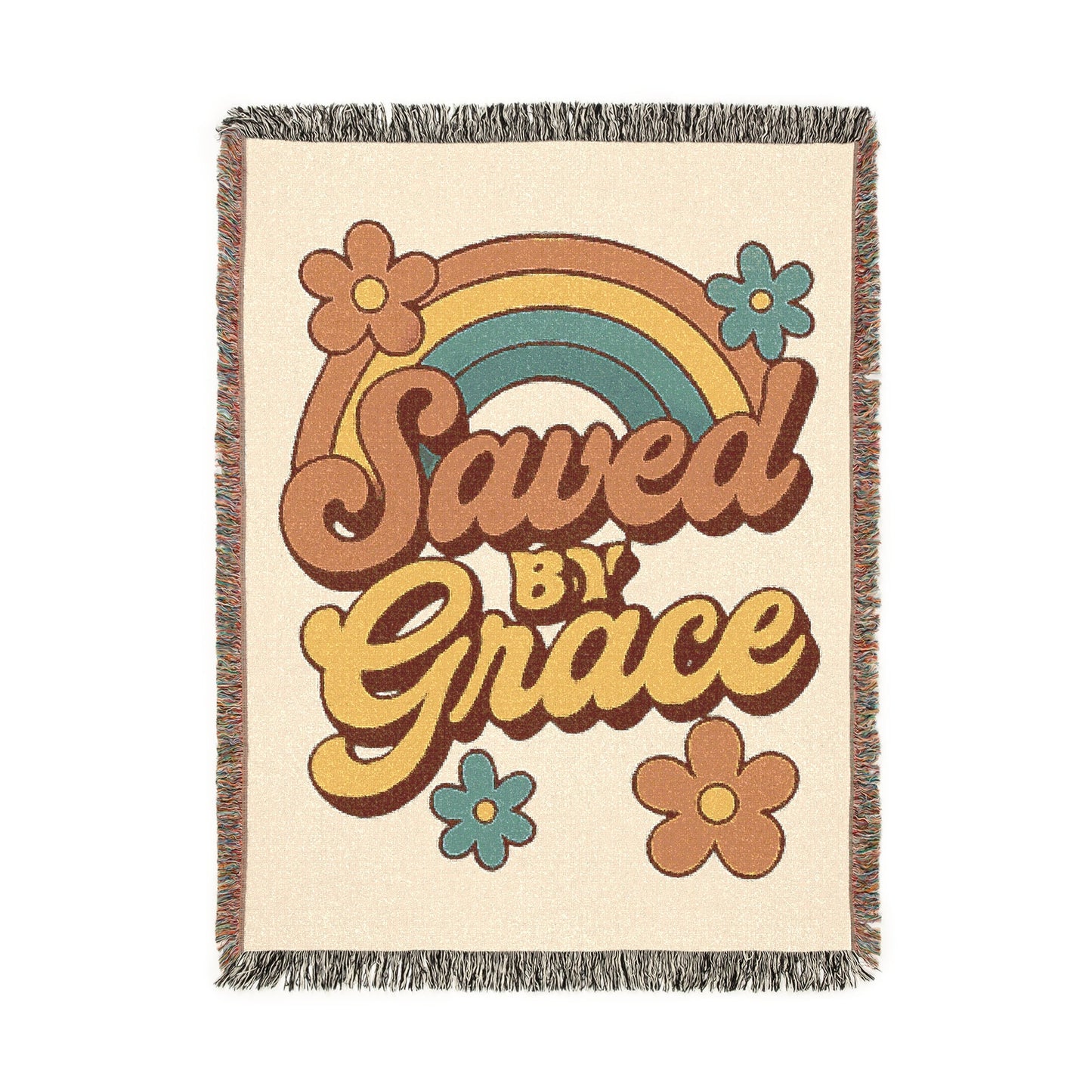 Saved by Grace Vintage Rainbow Woven Blanket