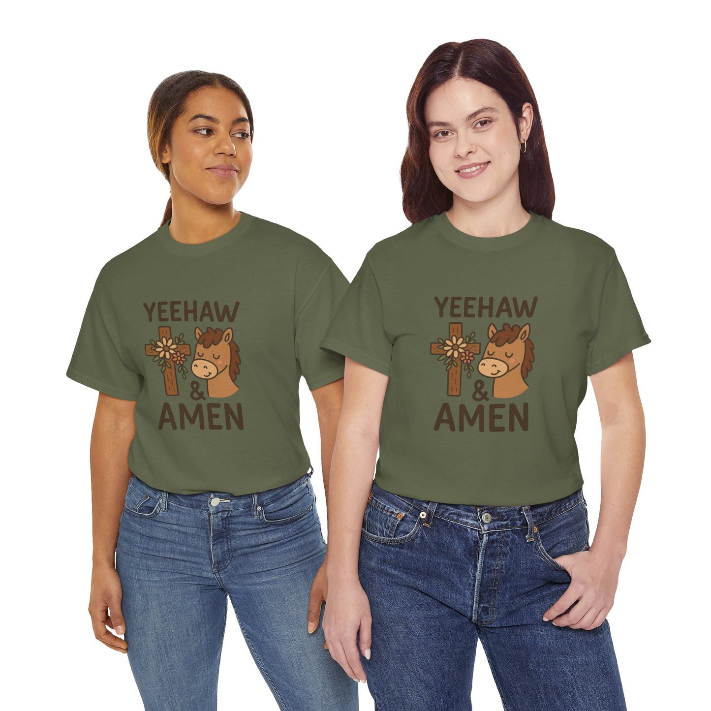 Yeehaw & Amen Floral Cross Horse Tee