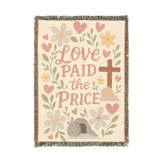 Love Paid the Price Cross Woven Blanket