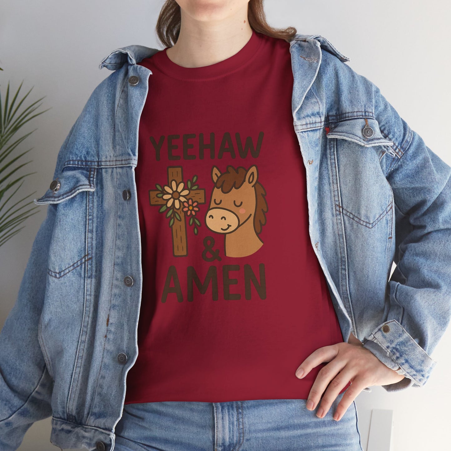 Yeehaw & Amen Floral Cross Horse Tee