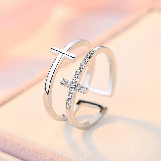 Beautiful Double Cross Adjustable Ring – Christian Faith Jewelry